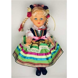 This doll, dressed in a traditional Lublin outfit, wonderfully crafted and fun to collect. Costumes are hand made and vary slightly from doll to doll.