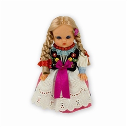 This doll, dressed in a traditional Rzeszow outfit, wonderfully crafted and fun to collect.  Costumes are hand made and can vary slightly.