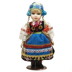 With Porcelain head, arms & legs, and hand made authentic dress, this is a beautiful doll! Costume is hand made so details will vary from doll to doll.
&#8203;Doll stand included.