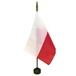 Polish Flag On A Stick Without Eagle, Rayon, Size 8" x 12"