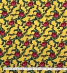 Flowered Fabric 100% Polyester 60" wide "Tybet", Color: Yellow Small Flowers