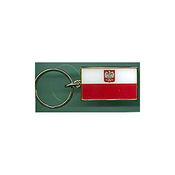 Polish Flag - Metal with gold trim & ring Key Chain