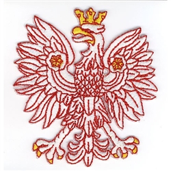Embroidered white eagle.  Iron on.