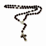 Hand made in Poland this traditional wooden rosary features a center medallion of John Paul II on one side and Our Lady Of Czestoshowa on the other.