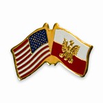 American and Polish Crossed Flag Pin with Eagle