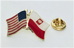 US And Polish Crossed Flag Lapel Pin with Eagle