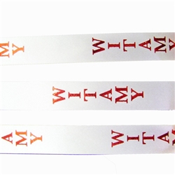 'Witamy' Ribbon: White with Metallic Red