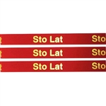 'Sto Lat' Ribbon: Red with Metallic Gold letters.  Use for interesting and unique gift wrapping.  Also use as embellishments for scrapbooking.  English translation:  100 years/Happy Birthday.