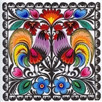 Our Polish paper cuts are made by folk artists in the Lowicz area of central Poland. Each paper cut-out is hand made using sheep sheers to form the designs. The designs from the Lowicz area are with rooster, flower or geometric motifs. We offer some of ea