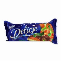 Delicje is the Polish word for delicious and they are certainly that!  This delicious treat is a soft biscuit topped with apricot jelly and dipped in chocolate - Superb!