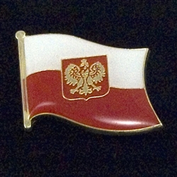 Polish Flag Pin With Eagle - Magnet