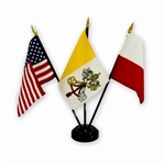 U.S - Vatican - Poland Flag Desk Set