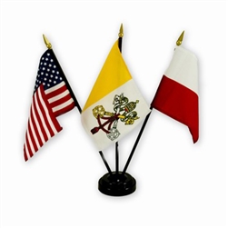 U.S - Vatican - Poland Flag Desk Set