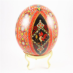 This highly detailed pysanky is the work of local Detroit Ukrainian artist Roman Seniuk.