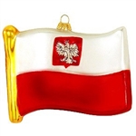 Polish Flag With Eagle Glass Ornament