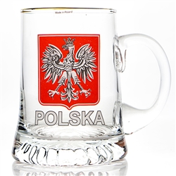 Large size mug with Red Polish Eagle design.  Gold rim.  This mug features a beautiful hand painted Polish eagle. Made in Poland by skilled craftsmen.  Hand wash only.