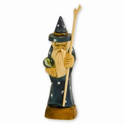 Hand carved in the mountain region of southern Poland this a Polish Wizard with his crystal ball on a journey through the highlands.