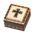 Radiating Cross Wooden Box, Brass inlaid Cross with radiating rays accented by the burned design around the entire top and 4 sides!  Great Communion or Confirmation Gift!