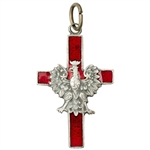 Polish Eagle Cross Pendant : Red Enamel