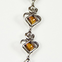 Heart Shaped bracelet with square Amber stones
