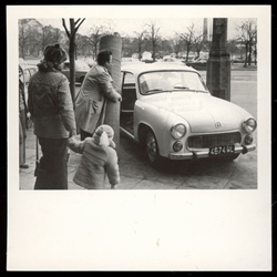 Home delivery was only a capitalist dream in Communist Poland.  Historical Black and White Photo Postcard