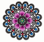 Our Polish paper cuts are made by folk artists in the Lowicz area of central Poland. Each paper cut-out is hand made using sheep sheers to form the designs. The designs from the Lowicz area are with rooster, flower or geometric motifs.