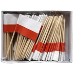 Polish Toothpick Flag offered in a box of (100). Paper Flag, Stands 2.5" (6cm) tall.  Not recommended for children under 5 years of age.