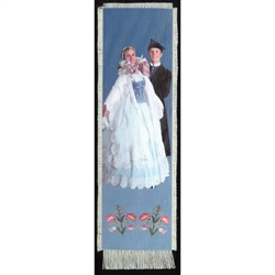 Bookmark - Zywiec Folk Dancer Bookmark on Canvas is painted on canvas with the edges tastefully fringed.