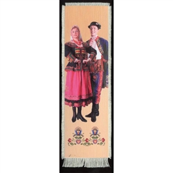 Bookmark - Nowy Sacz Folk Dancer Bookmark on Canvas is painted on canvas with the edges tastefully fringed.