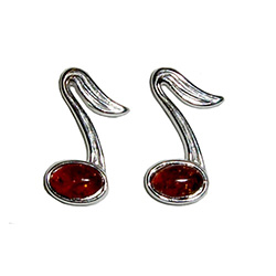 Musical Note Earrings - Honey Amber