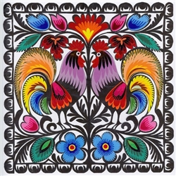 Lowicz Wycinanki 12" - 30cm Birds Square