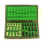 The Gem set consists of beautiful, hand-burnt chess figures made of beech wood and a folding wooden chess case equipped with two flocked chambers for figures. Box Size approx.- 13.5" x 7" x 1.75"
