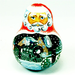 Medium Russian Matrushka (Nevalyashka) Christmas Santa Musical Bell - (Roly-poly)