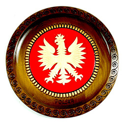 Wooden Eagle Plate Dark Rim- 29cm - 11.25" - Polska