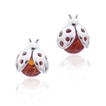 Ladybug Amber Stud Earrings