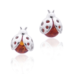 Ladybug Amber Stud Earings