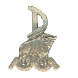 Reproduction of a military pin from the Warsaw Uprising representing one of the fighting groups in the Polish Home Army based in the district of Zoliborz.  The Bison is standing in front of the symbol for the Warsaw Uprising - PW - Powstanie Warszawskie.