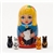 A winsome blond maid and her feline friend decorate this outer doll -- but wait, there's a surprise inside! When you open the doll, 4 different miniature cat figurines can be found. A delight for cat lovers.