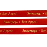 Ribbon: 5/8" (Red with Gold Metallic) 'Smacznego - Bon Appetit'