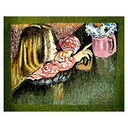 "Helenka with a Vase and Flowers", Gobelin (Hand Woven Tapestry)