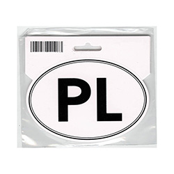 Medium waterproof indoor/outdoor sticker perfect for a heritage room display or on a car, truck or van. PL are the designated letters for Poland in Europe.  Size is approx 3.5" x 5" .