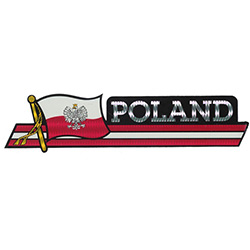 Poland Flag (Black/Red and White Metallic) Decal - banner style. Size is approx 9.5" x 2".