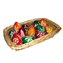 Hand painted wooden Easter eggs from Poland with beautiful hand carved folk patterns. Polish pisanki are so colorful and the detail is wonderful. These eggs are solid and sturdy and will last for generations. Note: Assorted colors, our choice of colors, t