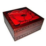 Wooden Polish Box with Poppy/Rose Design