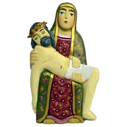 Polish hand-carved and painted figurine of Mary Magdalen and Christ.