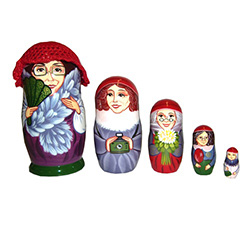 Red Hat Ladies Nesting Doll Set - 6"