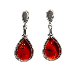 Honey Amber Teardrop Dangle Earrings