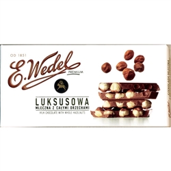 Wedel Milk Chocolate Bar with Whole Hazelnuts Luksusowa (100g)