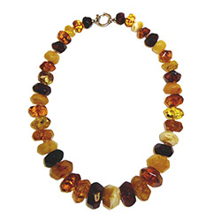 Large Multi-faceted Mixed-Color Amber Necklace