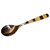 Very elegant stainless steel demitasse spoon (smaller than a teaspoon), with the handle decorated with bands of cream, cherry, honey and green amber.  Amber craftsmanship is from Lithuania and the stainless steel spoon is from Brazil.